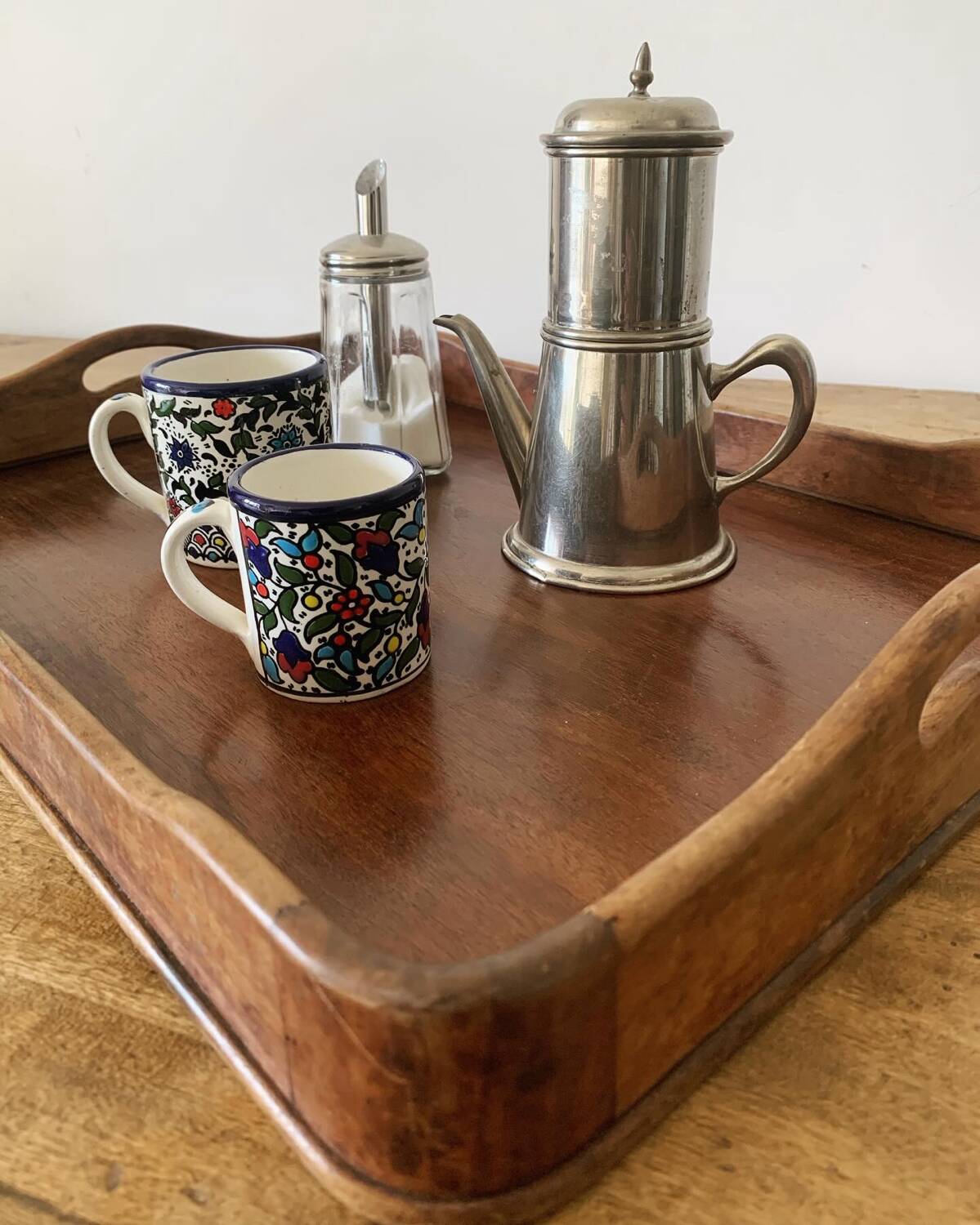 Old large wooden tray