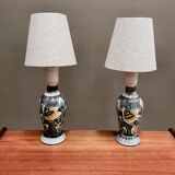 Duo of scandinavian ceramic lamps design 1960