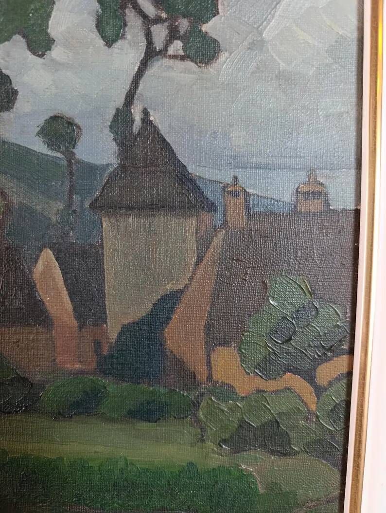 Original 1931 French landscape oil painting by M. Alba