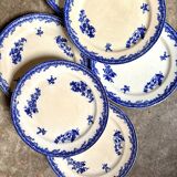 6 Staffordshire blue ironstone dinner plates
