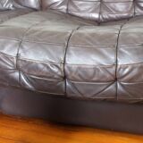 1970s brown leather modular sofa