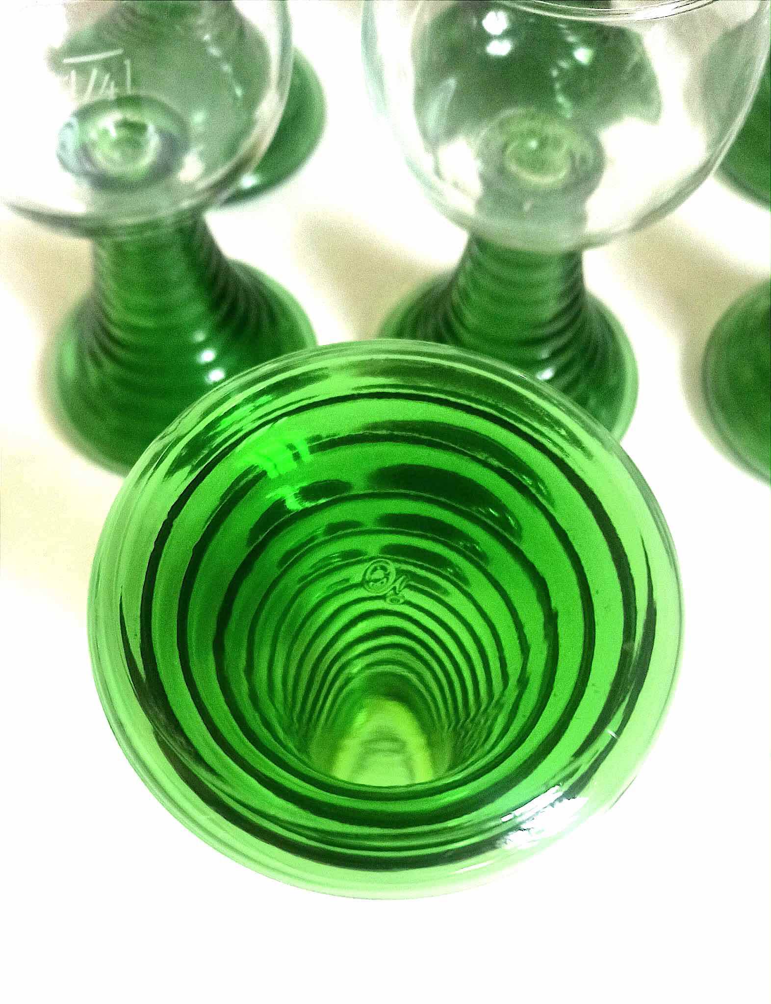 Set of 10 Alsatian Roemer glasses from the 1970s, height 16 cm.