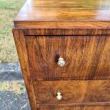 Vintage dresser 1950 Art Deco walnut magnifying glass