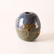 Terracotta photophore scenette owl in the moonlight