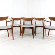 Set of 4+2 Harry Ostergaard for Randers Møbelfabrik chairs - danish design
