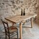 Antique work table / primitive dining table in oak, Hungary, circa 1900–1930.