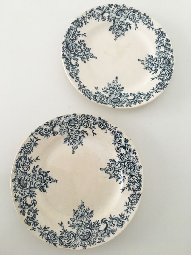 Lot of 2 plates for dessert Terre de Fer décor Louis XV