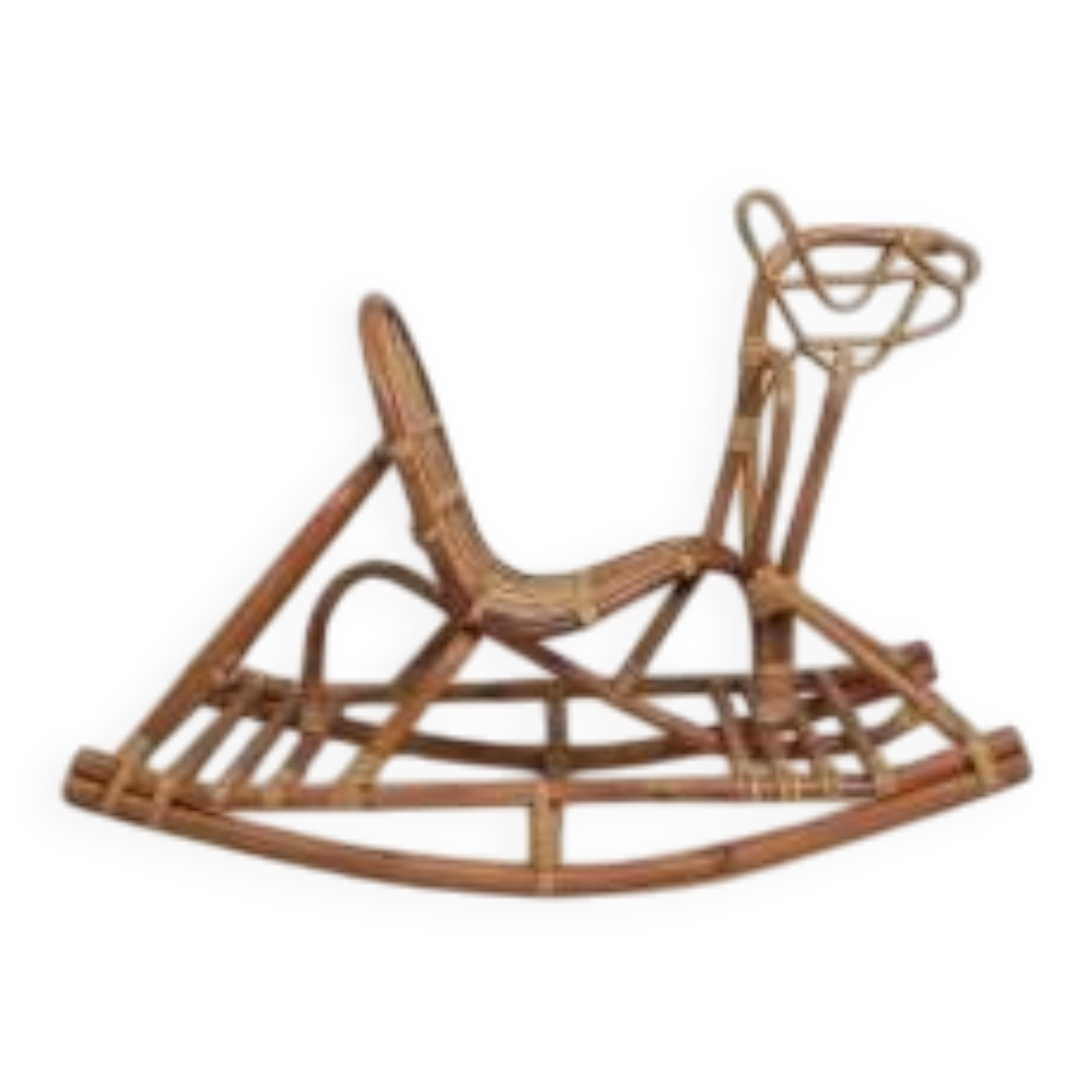 Vintage bamboo rocking horse, 1960s