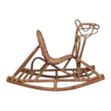 Vintage bamboo rocking horse, 1960s