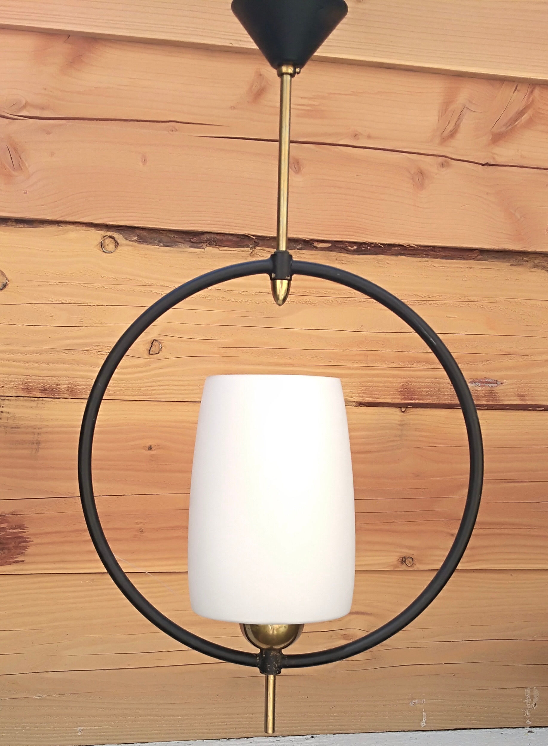 Glass and metal chandelier 60s