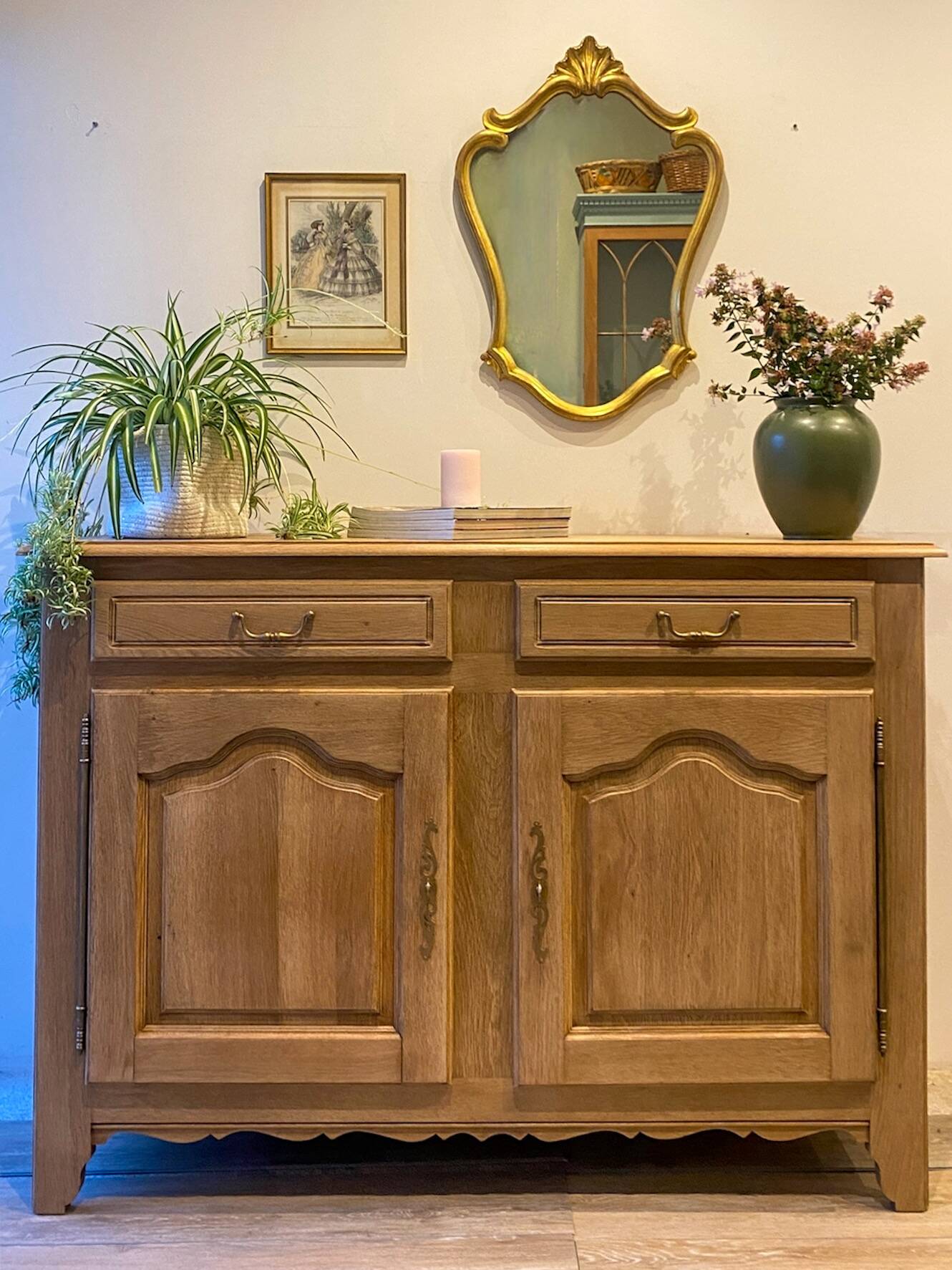 Rustic solid oak sideboard - raw golden honey wood