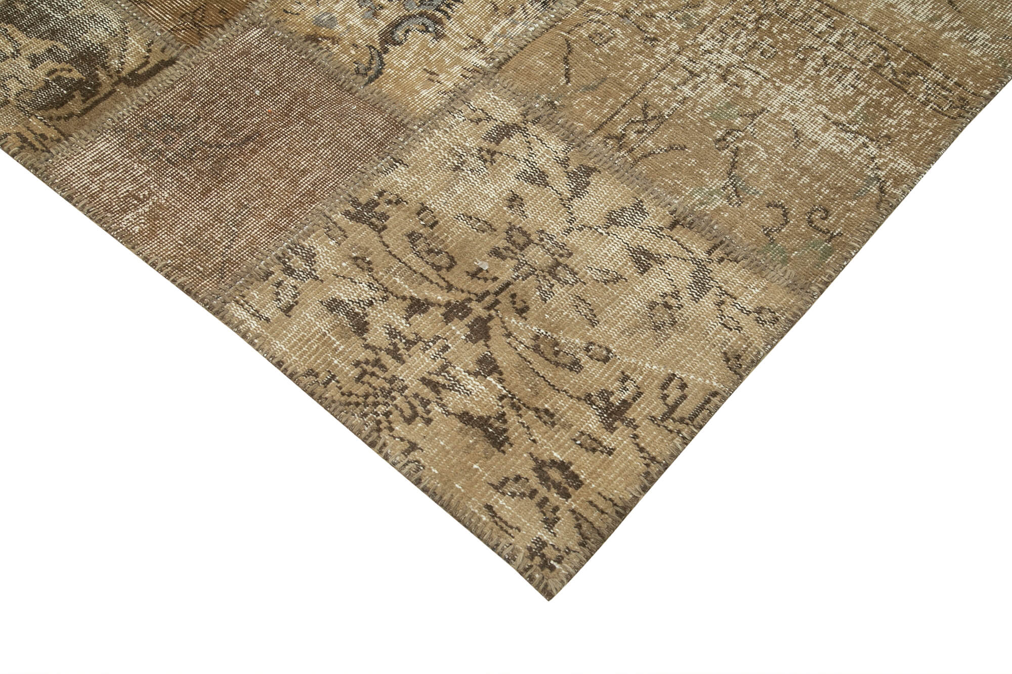 Tapis oriental contemporain fait à la main 201 cm x 301 cm marron patchwork tapis
