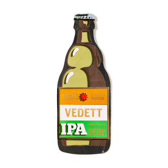 Ancien support mural publicitaire pour les bières belge vedett ipa - en bois peint