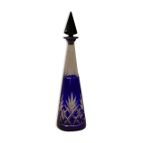 Carafe bleue à bouchon noir XIXe siècle