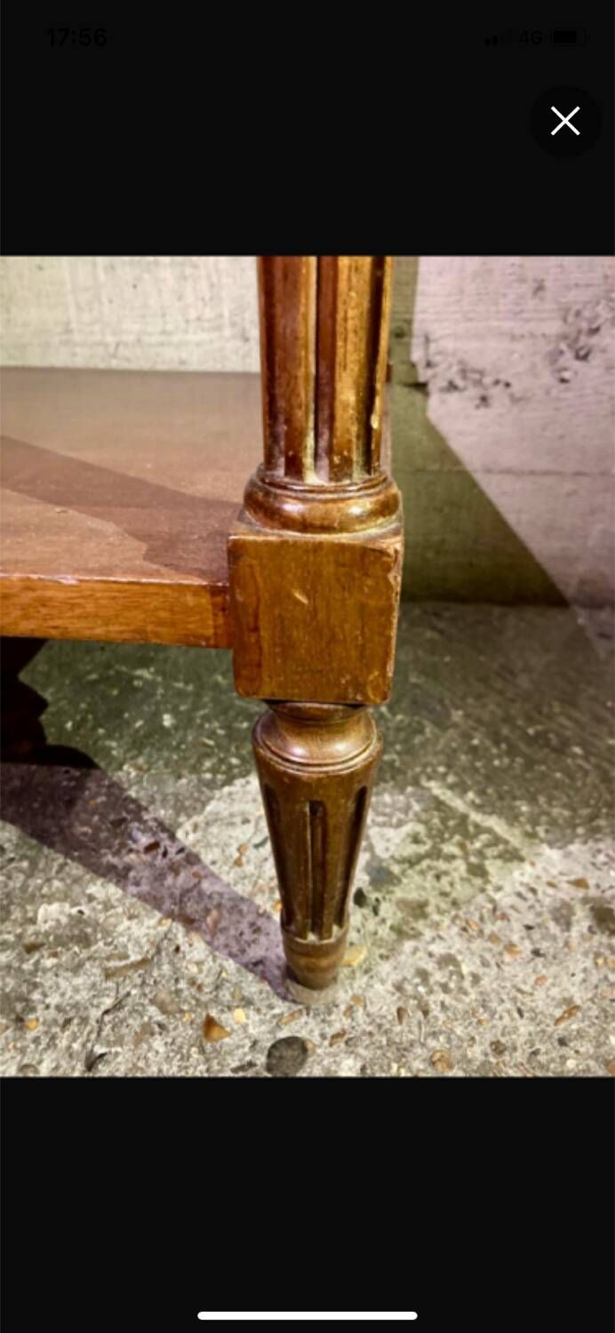 Louis XVI style bedside tables in solid walnut and grey marble