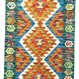 Tapis de couloir vert et orange