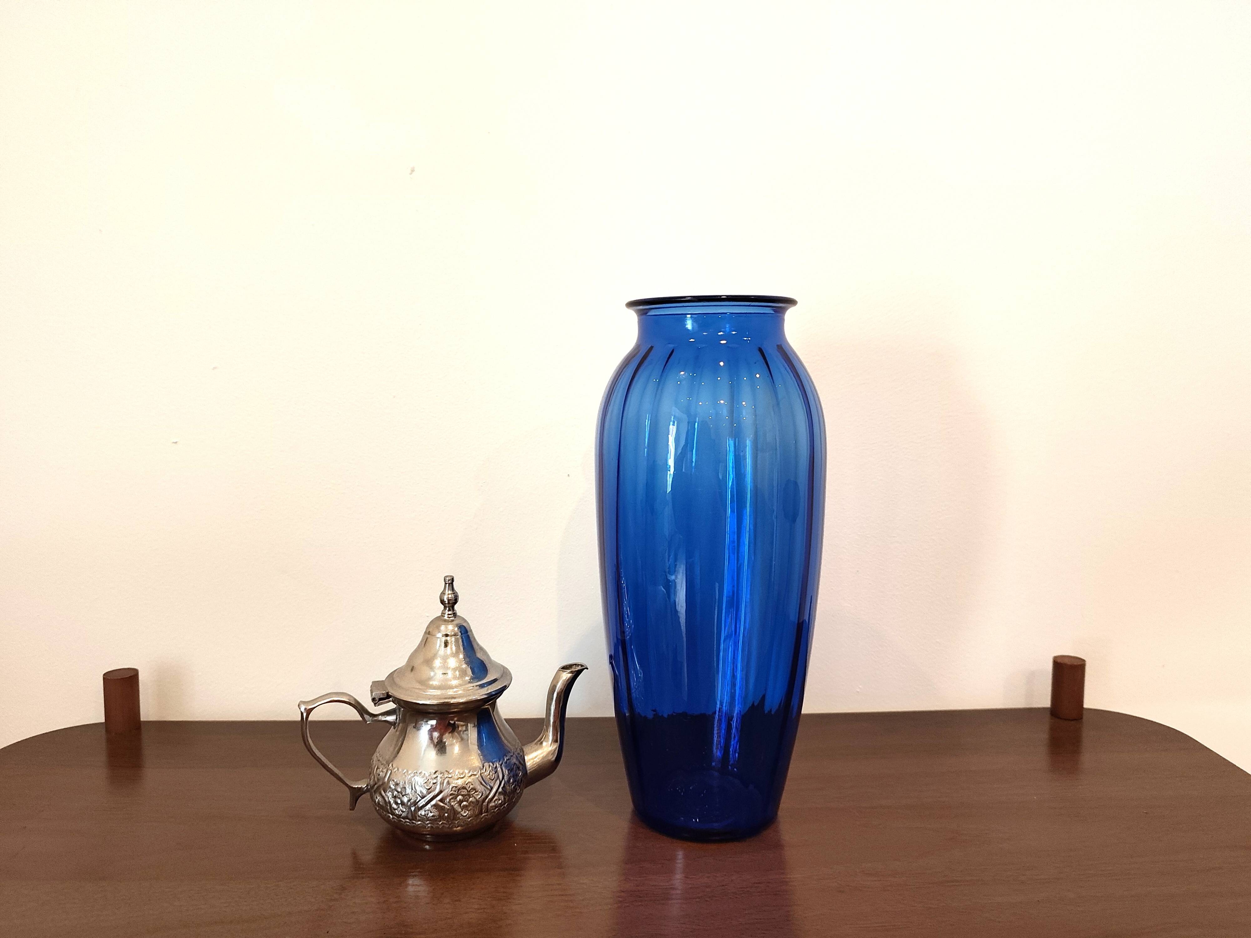 Blue glass vase