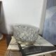 Small round wall light ceiling fixture in vintage moulded glass from the 1970s 1980s.