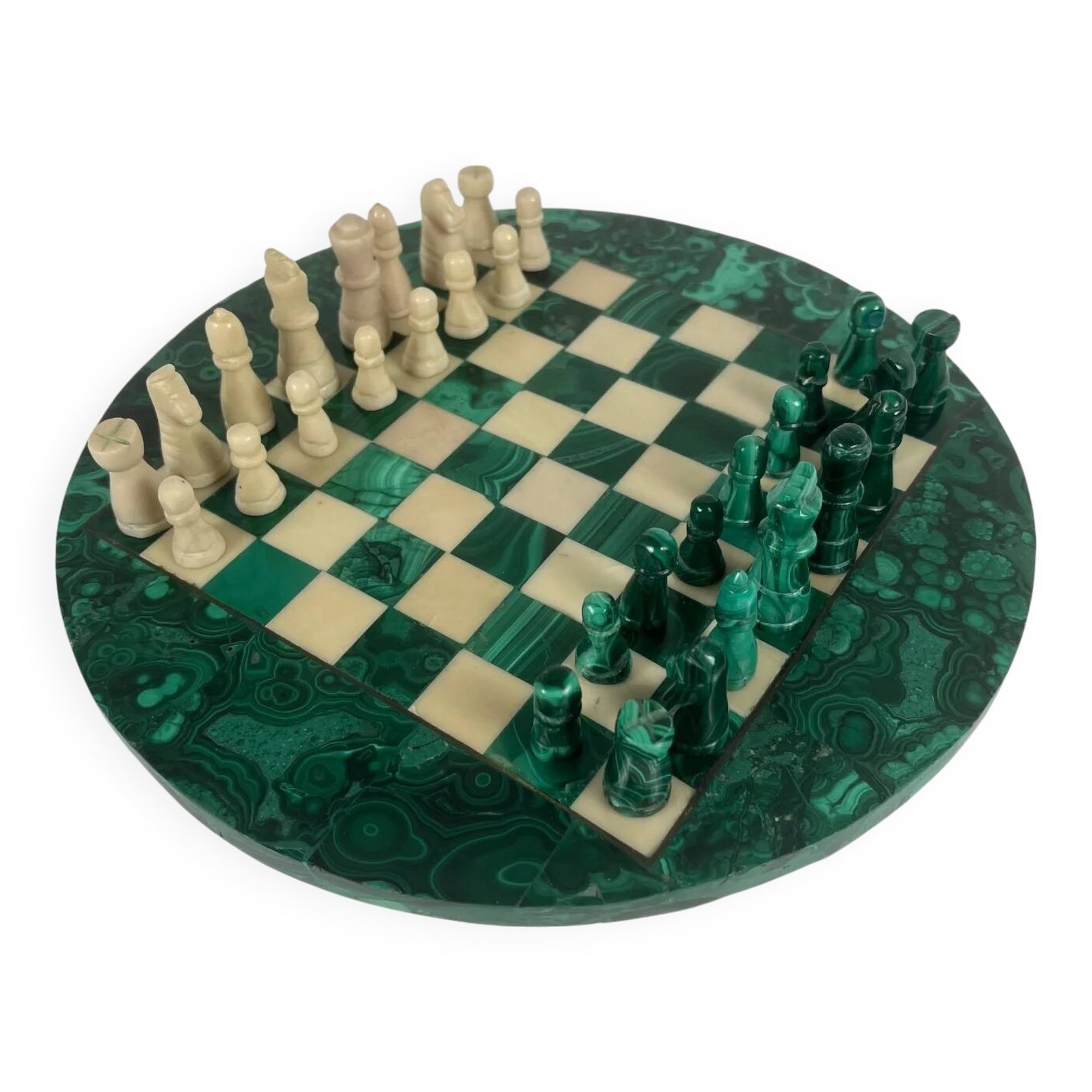 Decorative chess set in malachite, 1950–1970