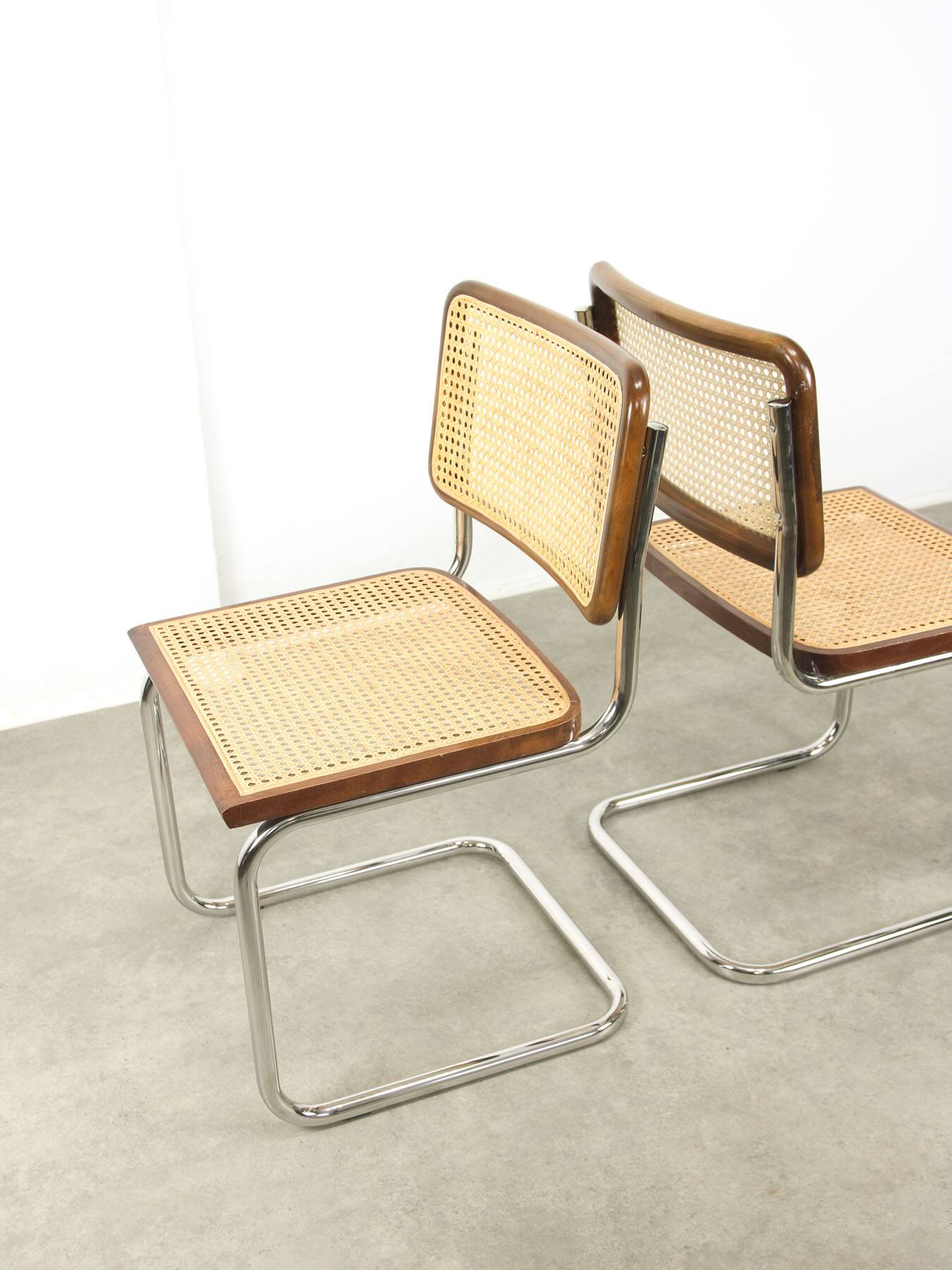 Pair of vintage Cesca B32 brown chairs by Marcel Breuer
