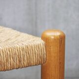 Rustic bench in raffia and solid wood