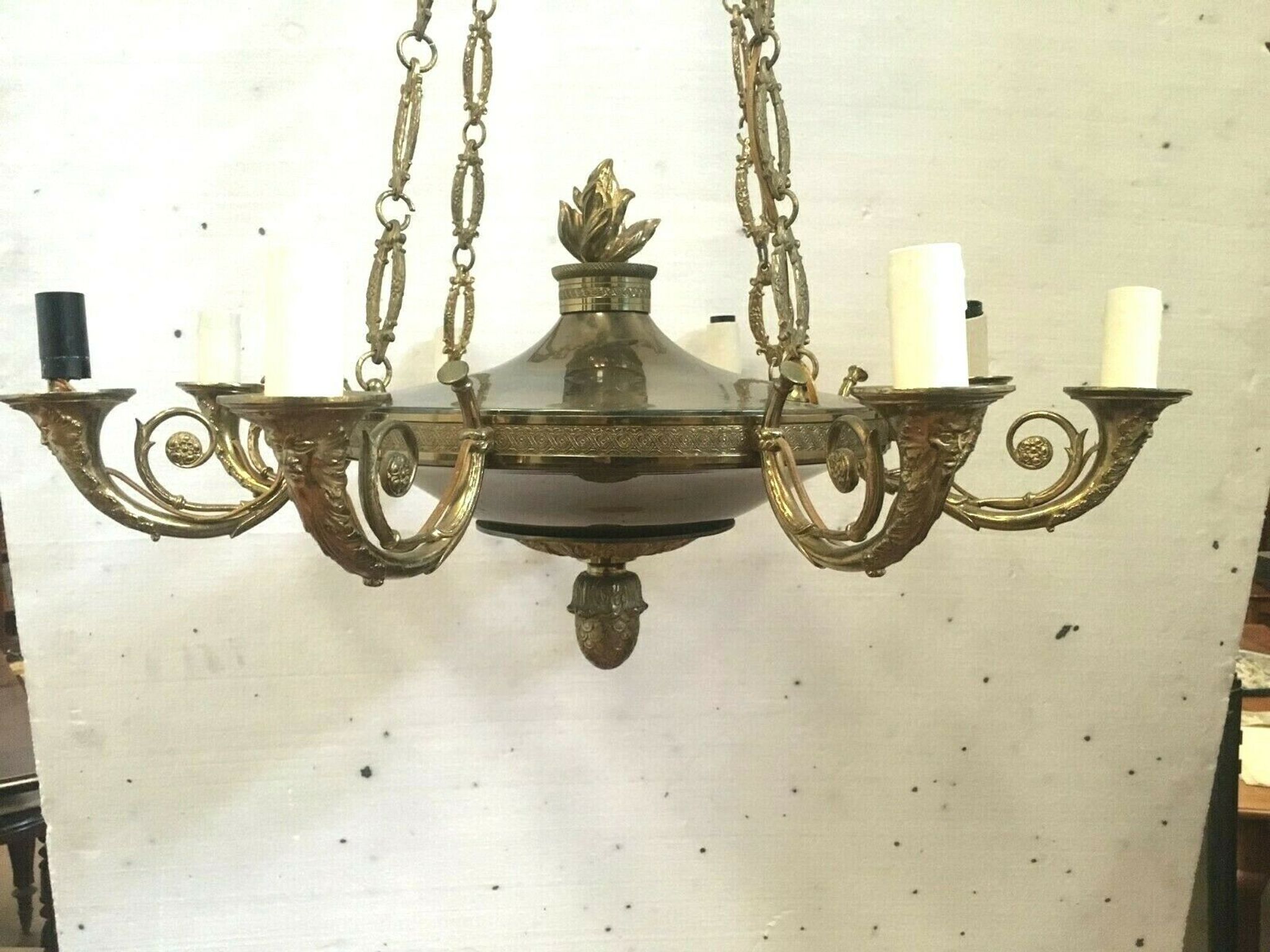 Empire style bronze chandelier Light fixture Palmette chandelier