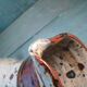 Pichet grès poterie signée Rouart bateau faience design 20 éme