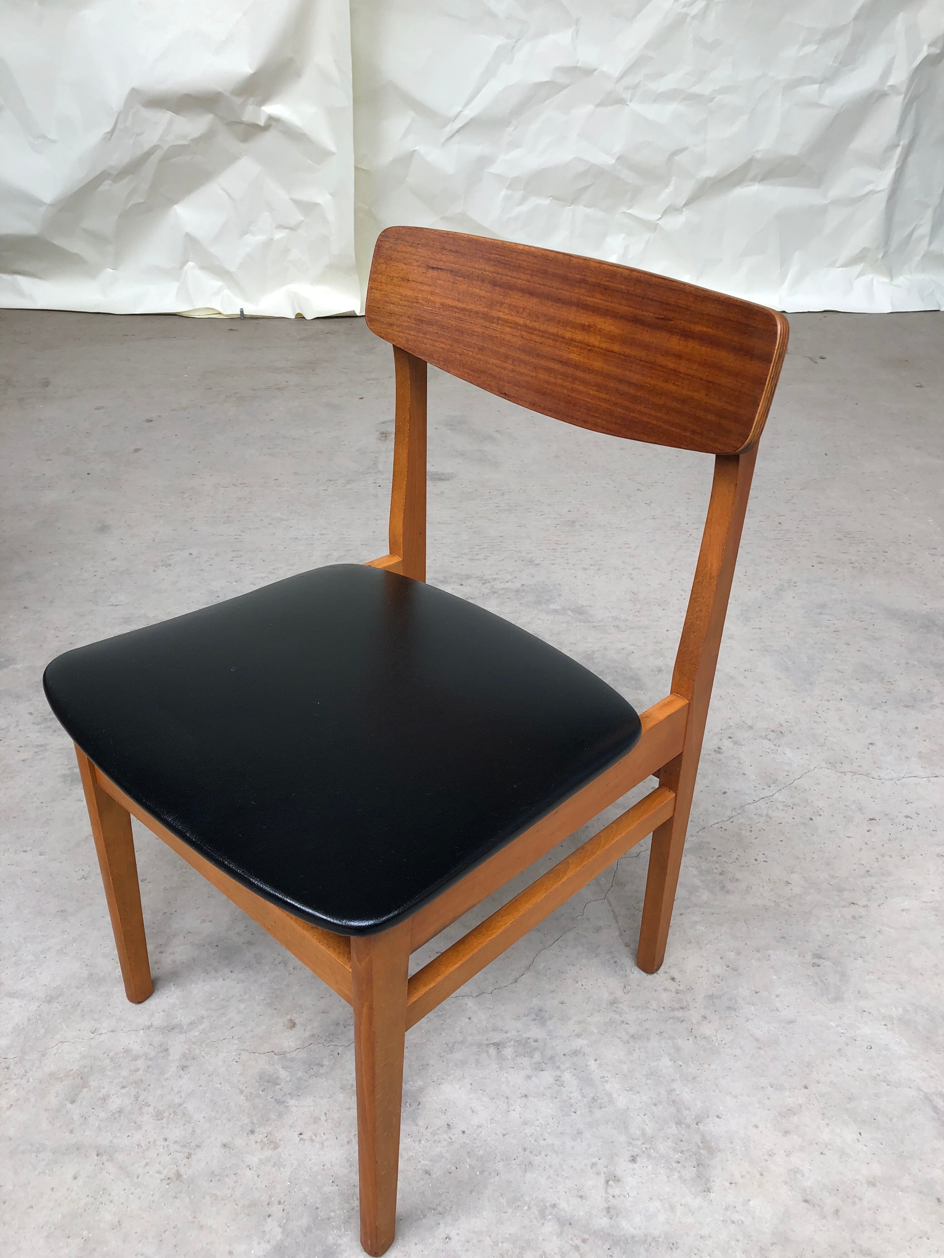 Vintage set of 4 mid century teak dining chairs scandinavian 60s 70s retro danish