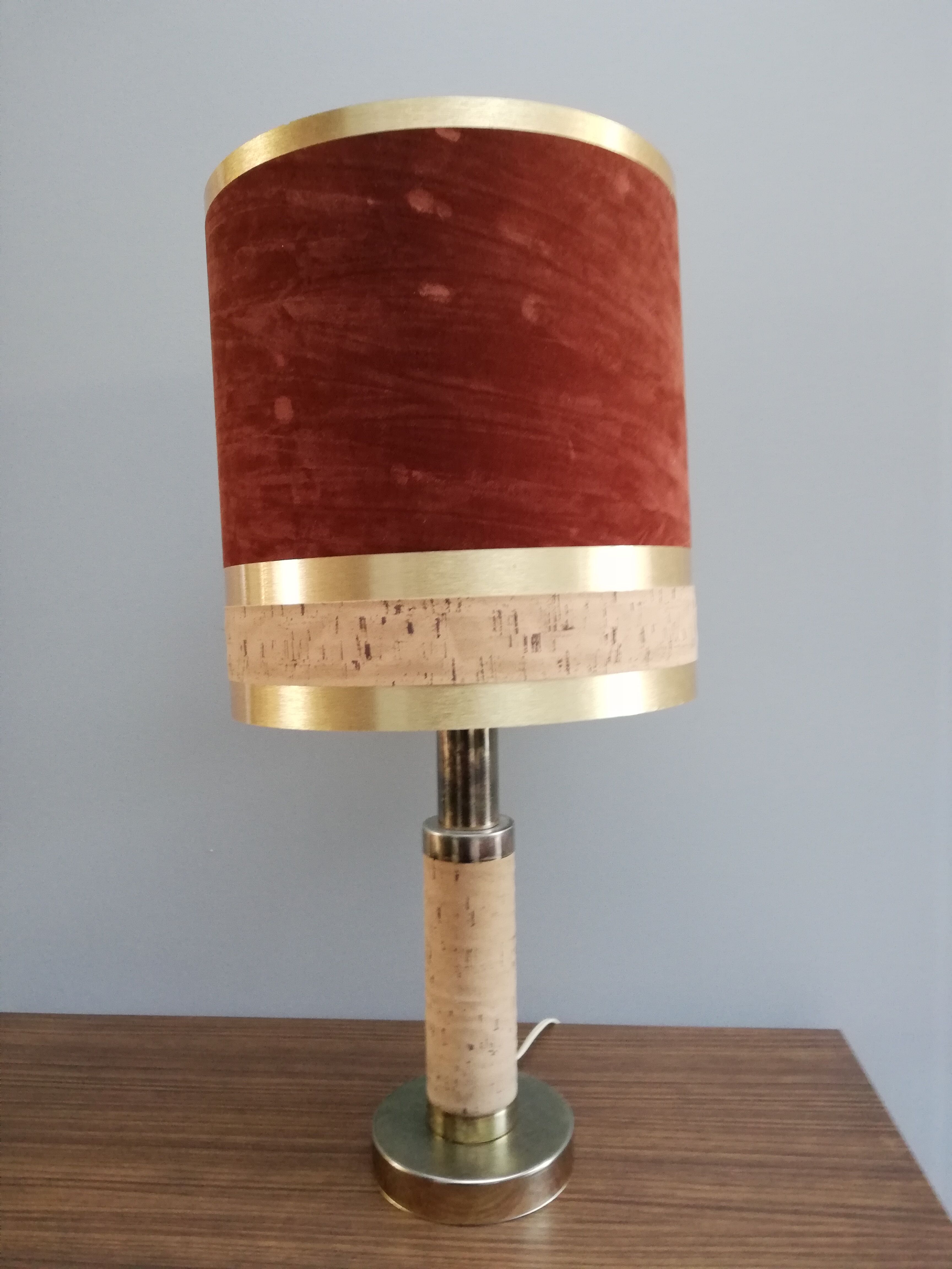 Table lamp decor gold metal Cork and vintage flighting 70