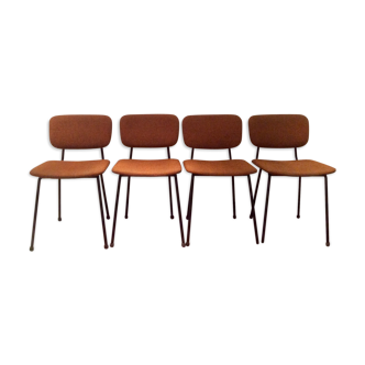 4 chairs vintage metal and fabric structure