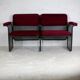 Black honeycomb steel sofa, burgundy fabrics, Italy, circa 1970