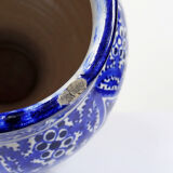 Large Moroccan vase/jar from Fès, handcrafted ceramic Khabia, 19th-20th century, cobalt.