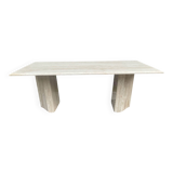 Large vintage dining table in travertine in the 1970s Carpa style.