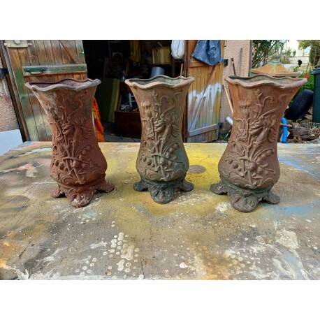 3 cast iron vases 1900 Charleville-Mézières