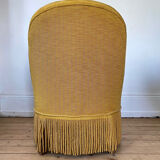 Toad armchair in gilded ribbed canvas