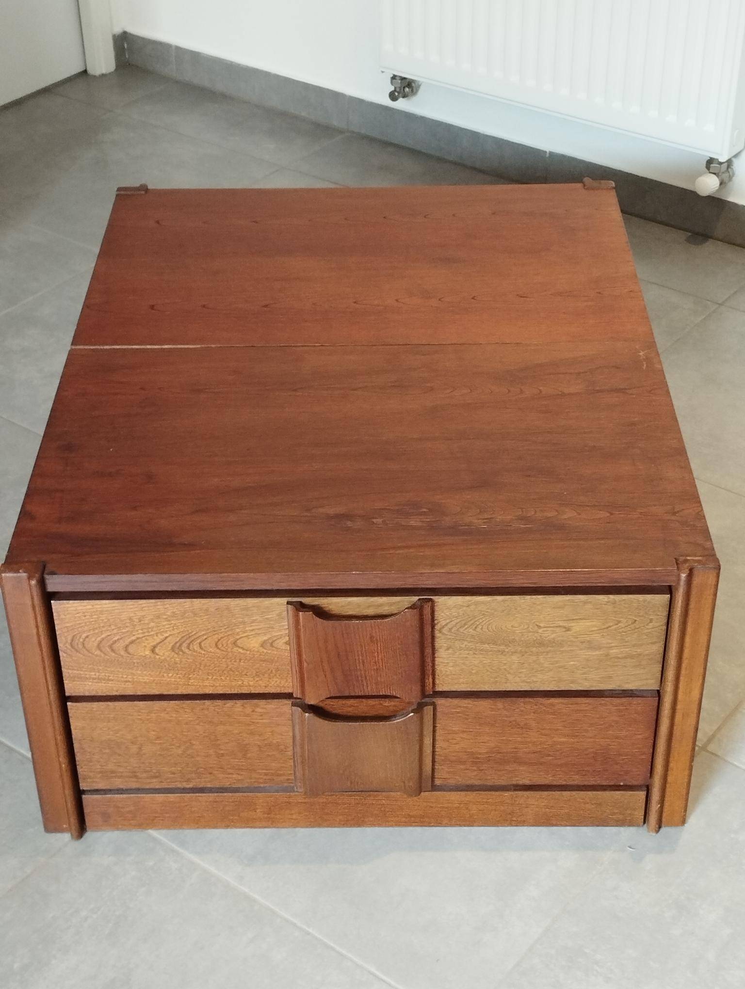 Pair of vintage Scandinavian design modules, bedside table, chest of drawers, sideboard, table.