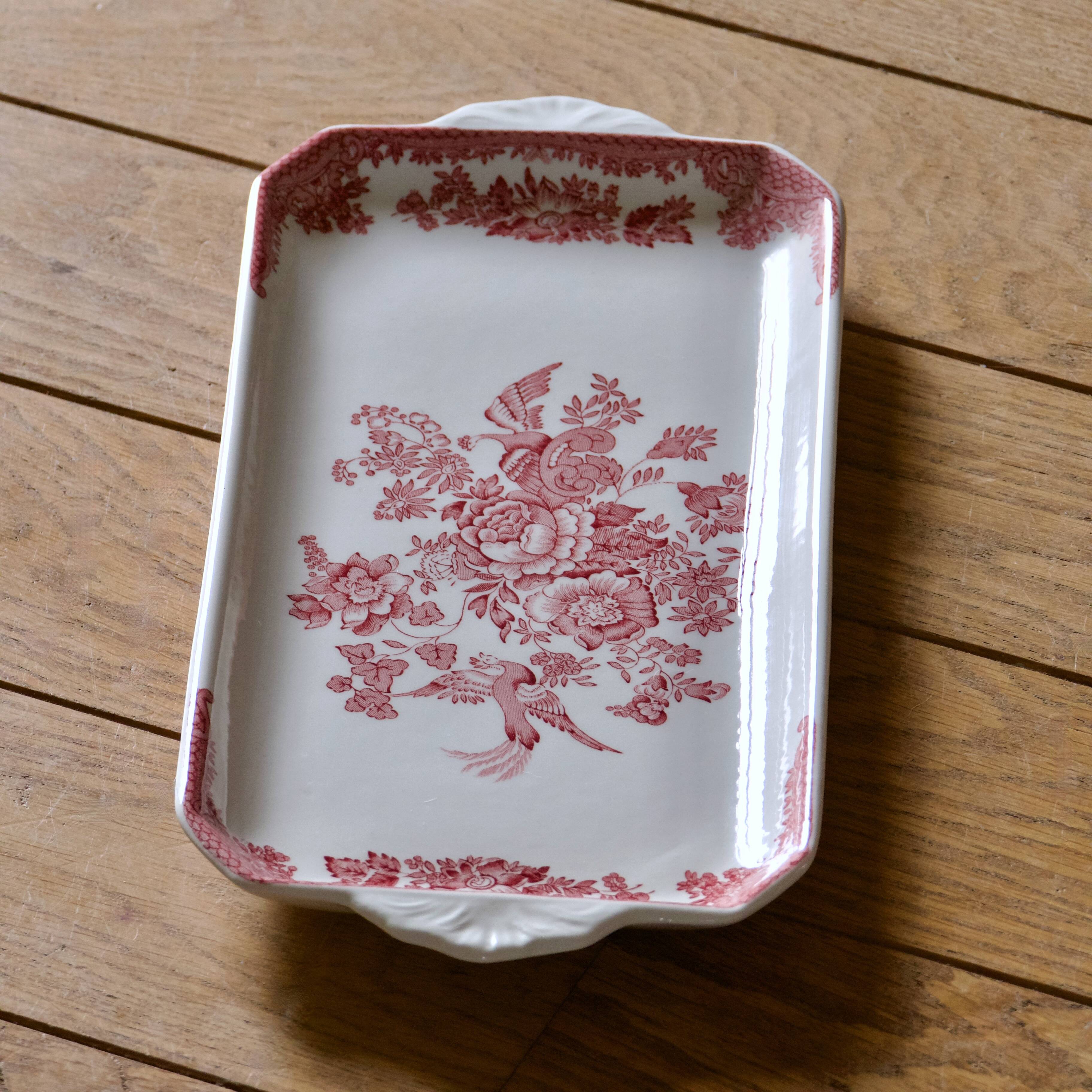 English Earthenware Staffordshire "Asiatic Pheasants" Cake Dish