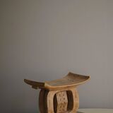 Ashanti stool, hand-carved hardwood stool from West Africa, Wabi Sabi, 20th century