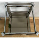 1970s sofa end harness in chromed metal, 3 removable shelves smoked mirrors (available)