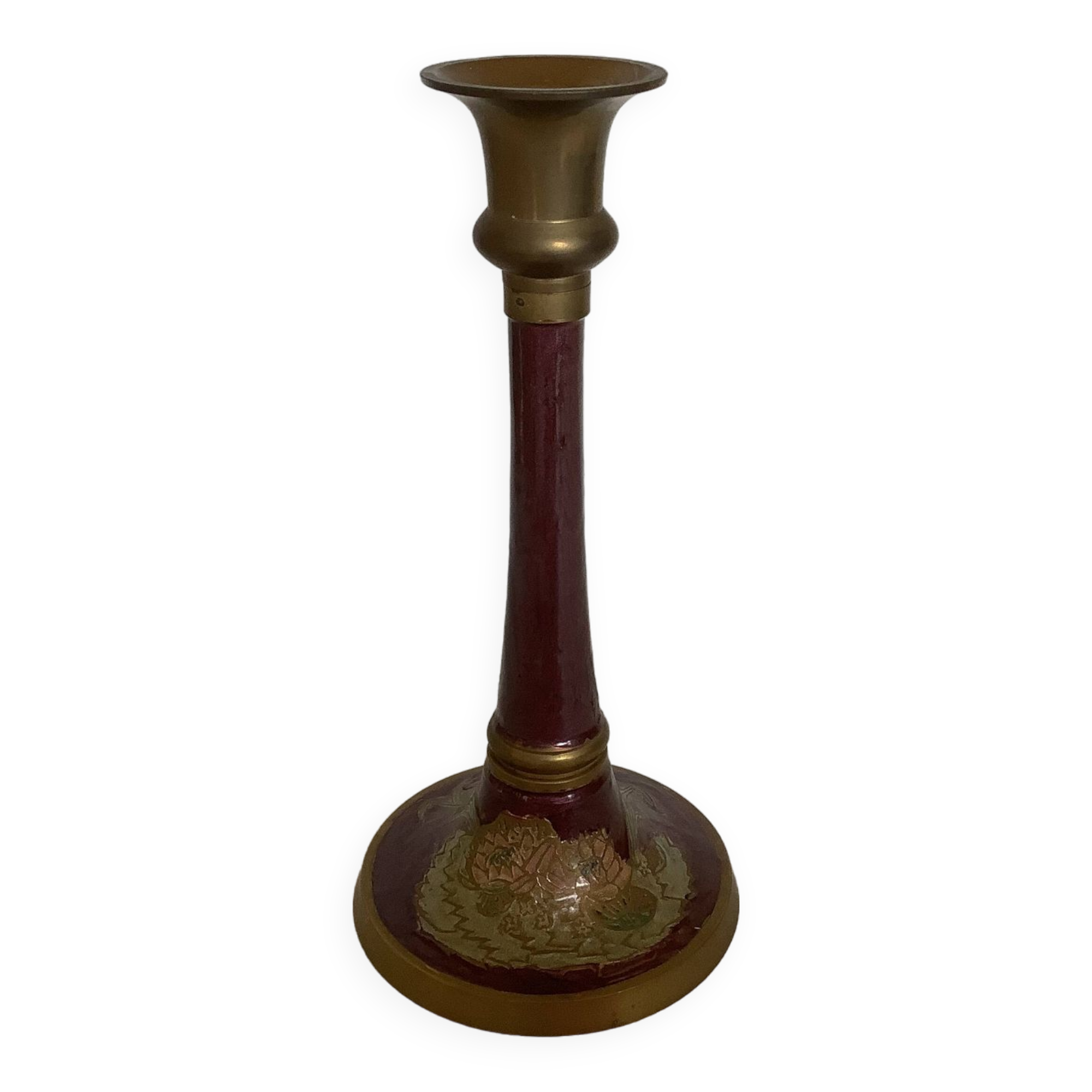 Purple violet cloisonné candlestick