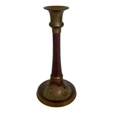 Purple violet cloisonné candlestick