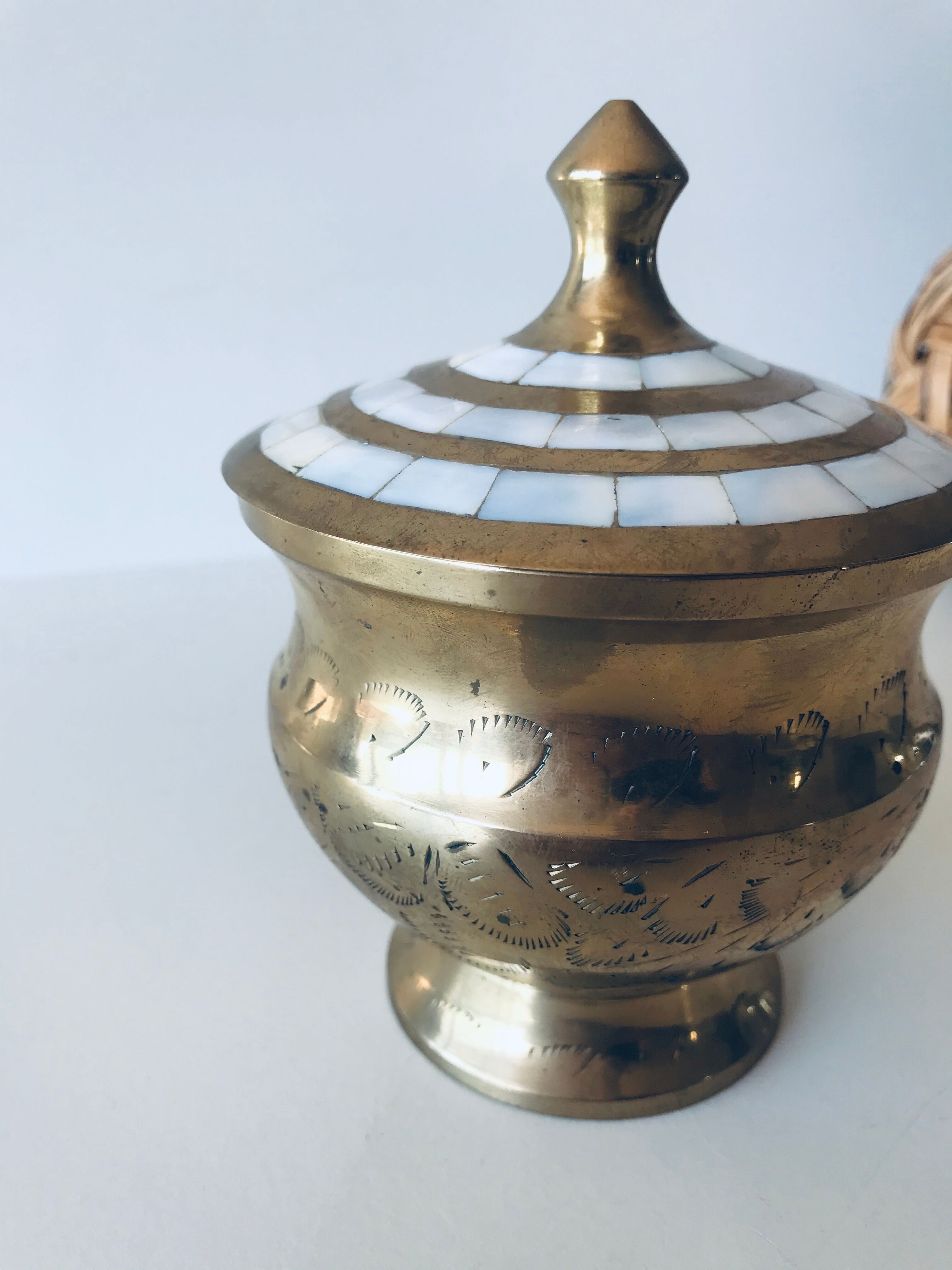 Brass and mother-of-pearl box