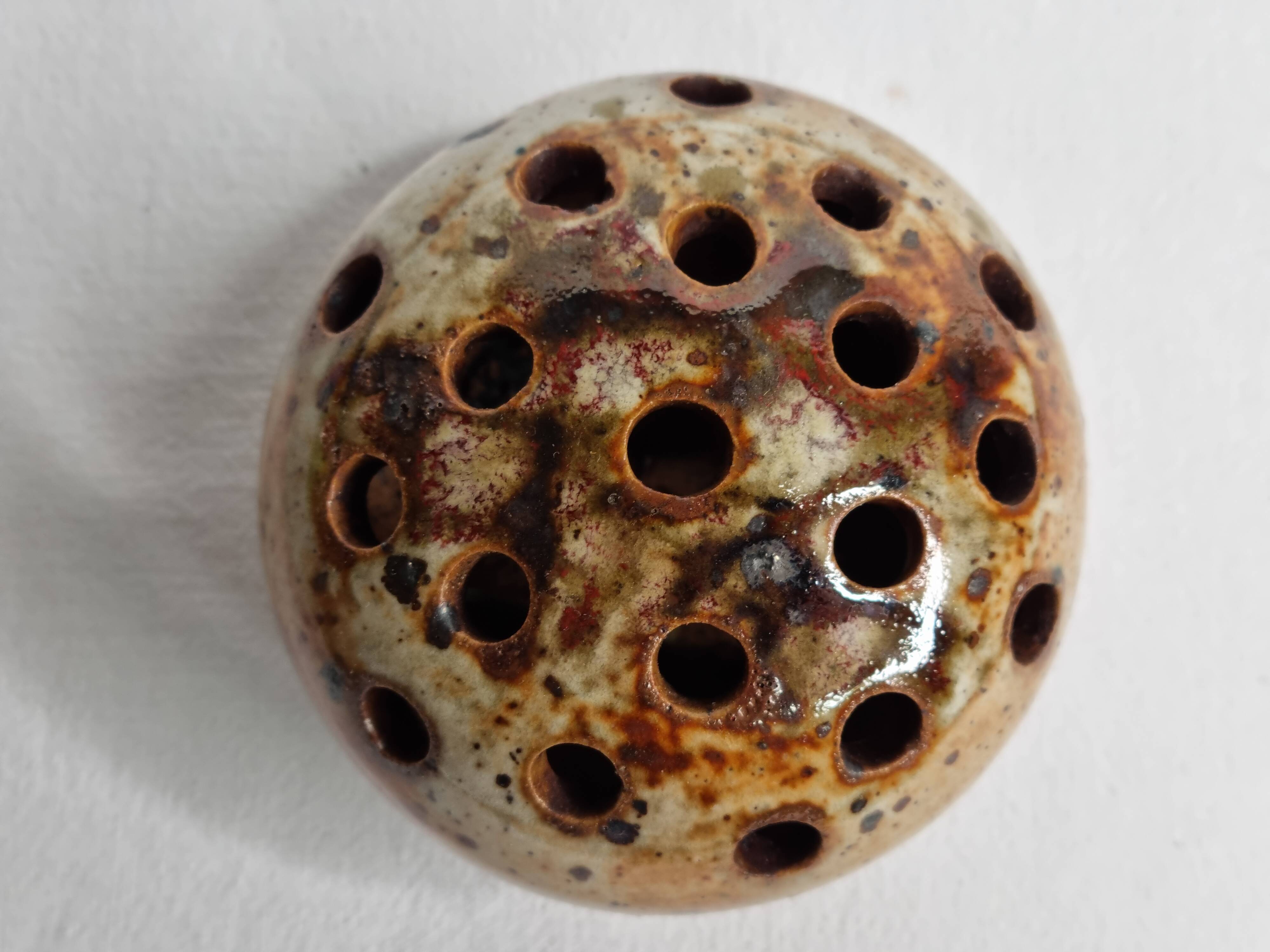 Set of two enamelled stoneware flower vases from "Vezelay" signed