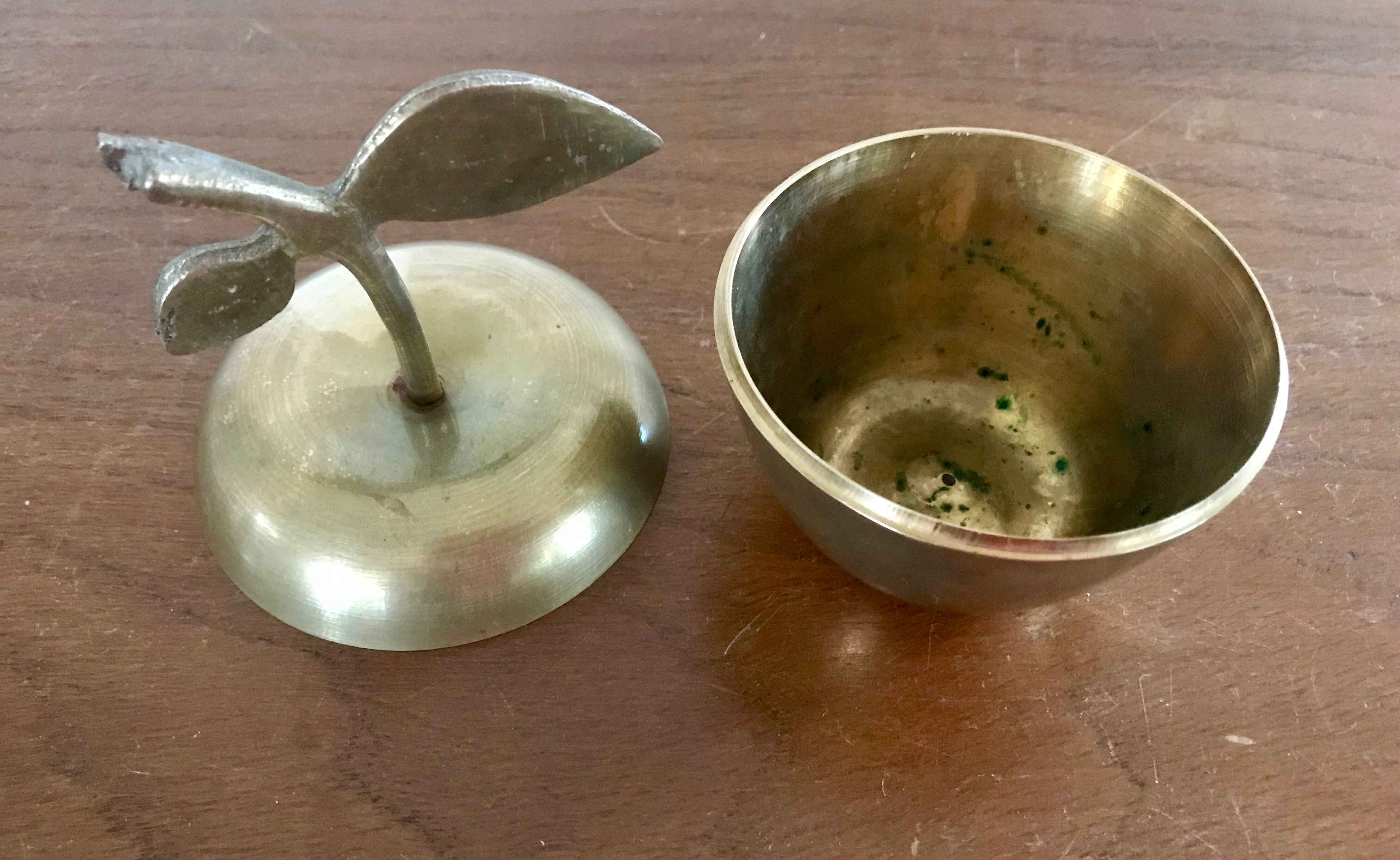 Vintage apple trinket bowl in brass