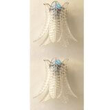 Set of Two Contemporary Italian Transparent “Felci” Murano Glass Wall Sconce