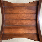 Gothic Curule Dagobert armchair in carved walnut, 19th century