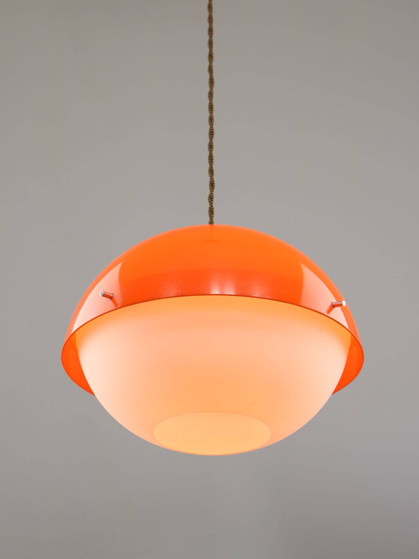 Italian Orange Acrylic Glass Pendant Lamp, 1970s