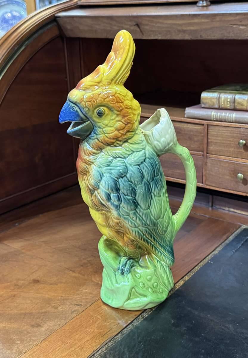 St Clément earthenware jug, parrot from the 1950s.