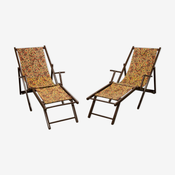Pair of chileans floral with footrest 1960