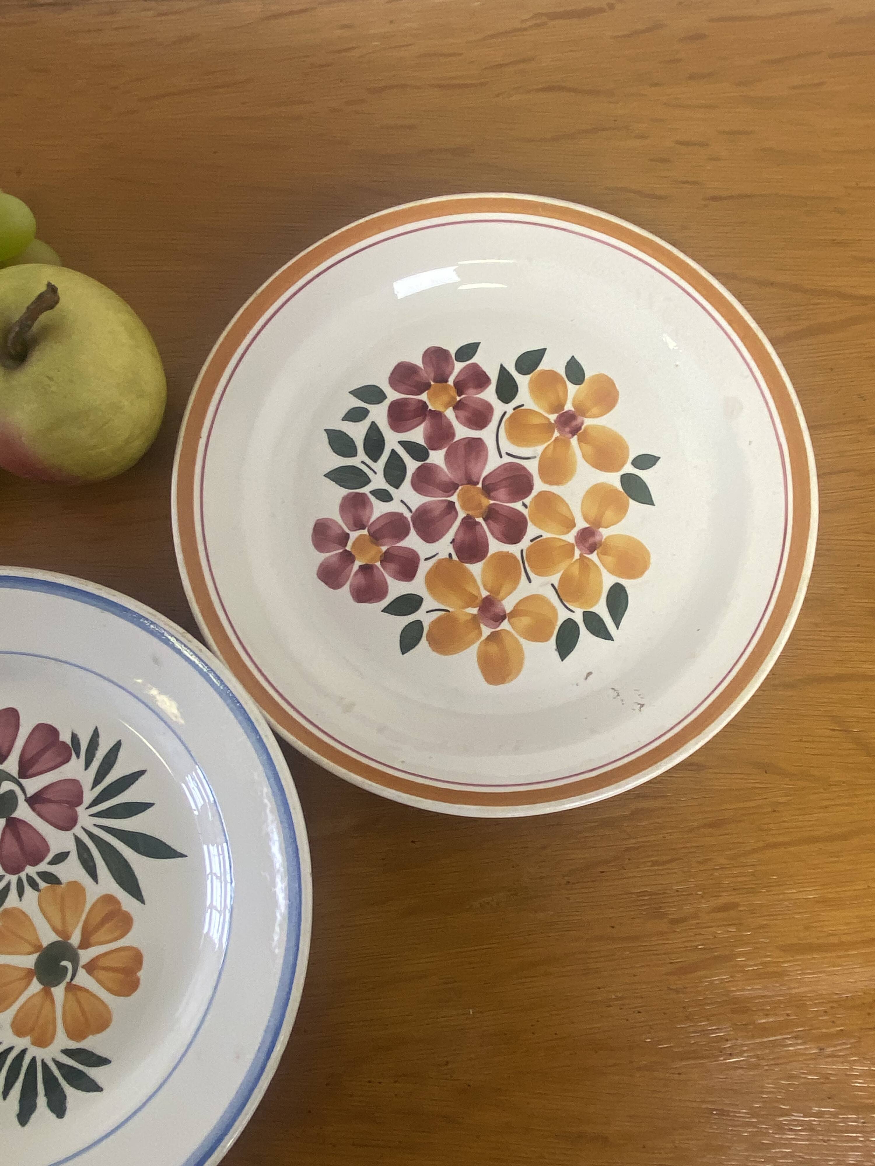 Vintage Montereau Hbcm plate pair